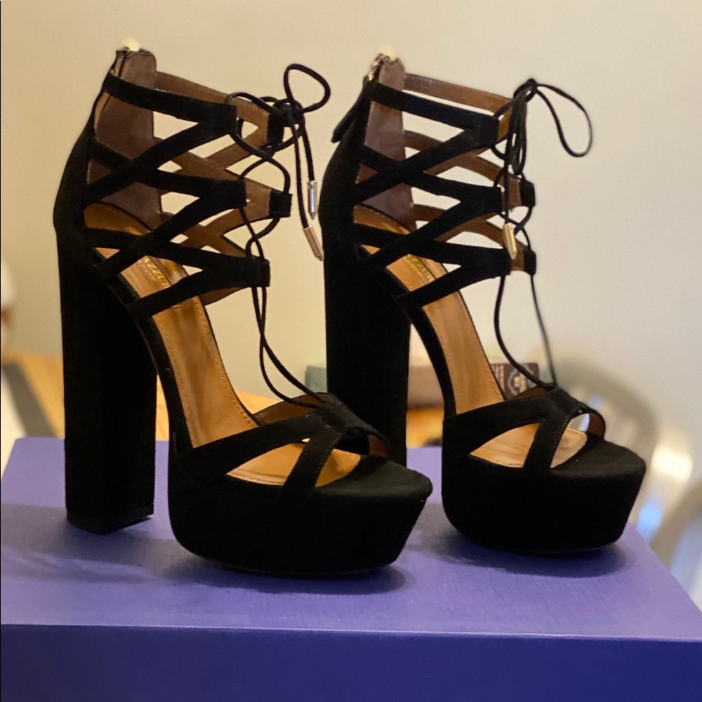 Aquazzura platform suede heels size 35